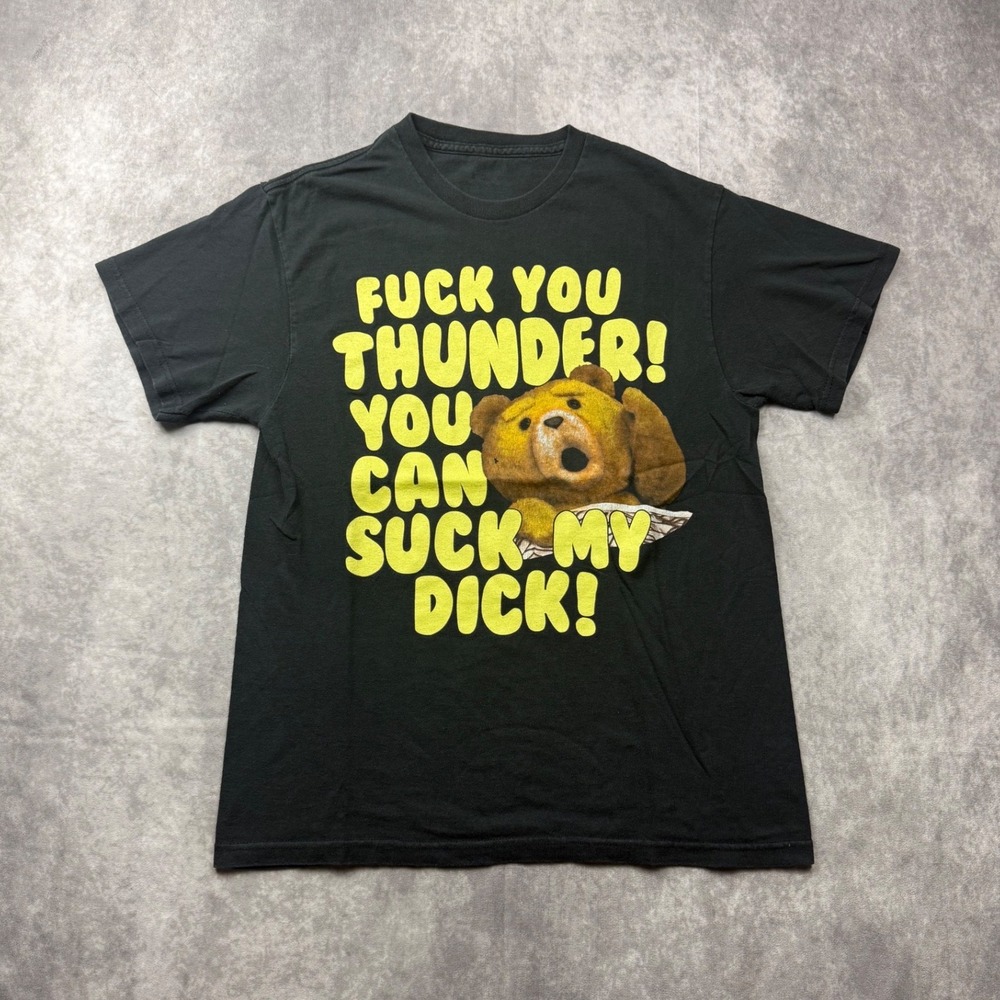 Ted Movie F*** You Thunder Graphic T-Shirt Mens Medium Black Comedy Film Tee